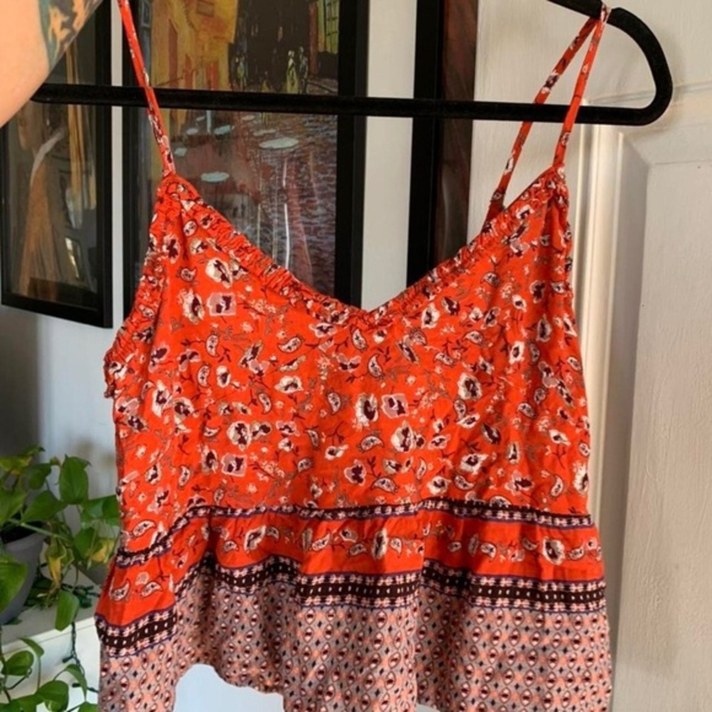 - En Creme boho tank size small. Orange spring summer light Anthropologie